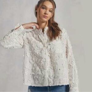 Pilcro by Anthropologie Whitney Trapeze cream cotton blouse top xs x-small